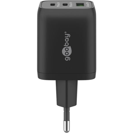 Goobay usb-c snellader nano (65 w) en usb-c textielkabel (zwart, 2x usb-c, 1x usb-a, 1 meter)
