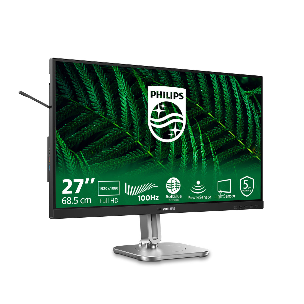 Philips 27b2g5200 27 monitor (zilver zwart, vga, hdmi, displayport, usb, audio, 100 hz)