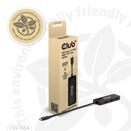 Club 3d usb-c naar 3x hdmi hub (zwart)