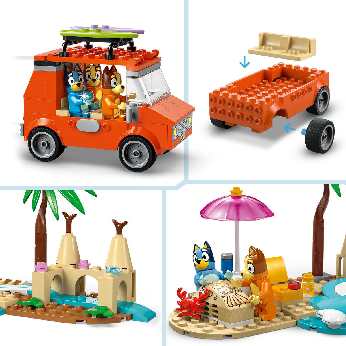 Lego bluey - bluey's autorit naar het strand constructiespeelgoed (11202)