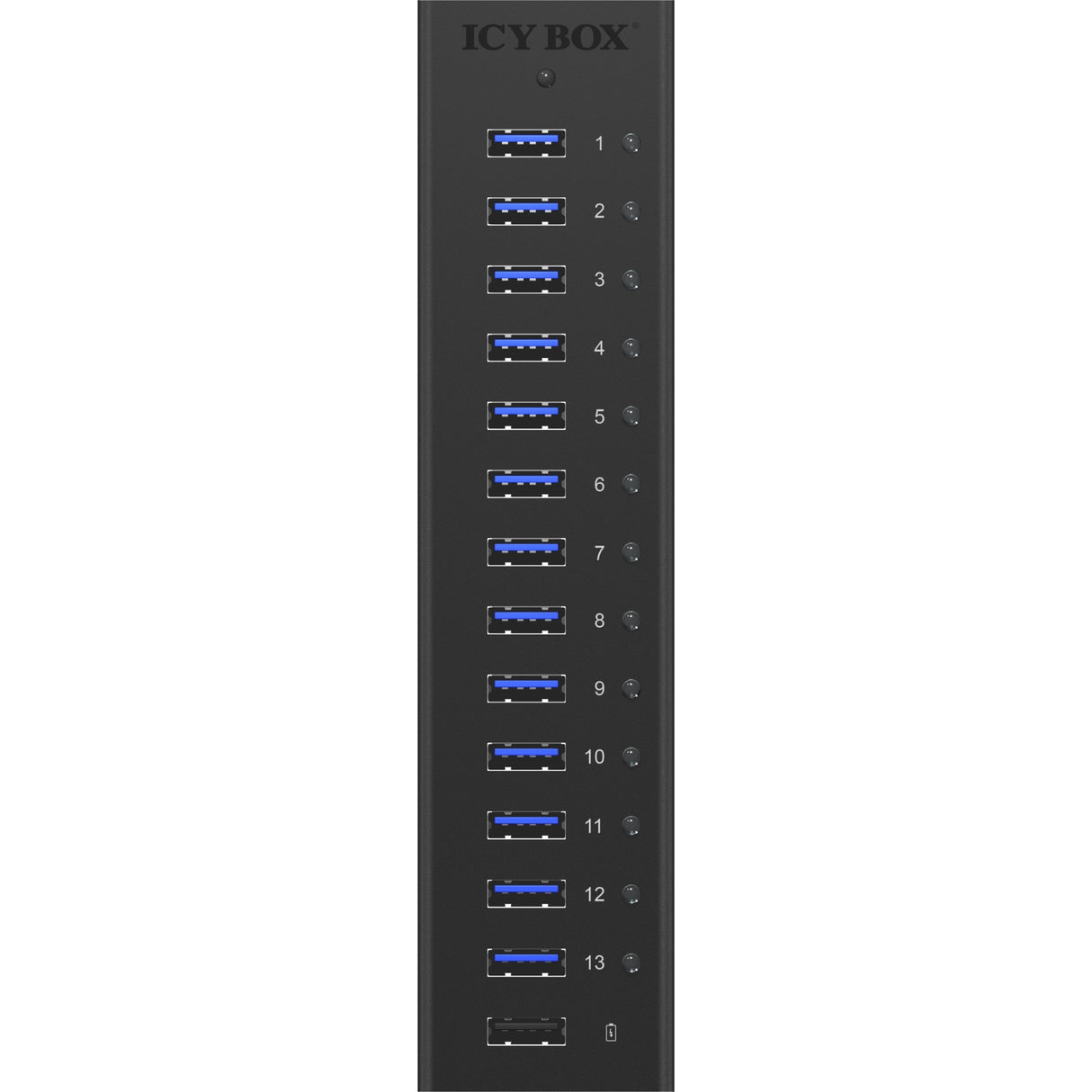 Icy box ib-ac6113 usb-hub (zwart, 13x usb 3.0, 1x usb oplaadpoort)