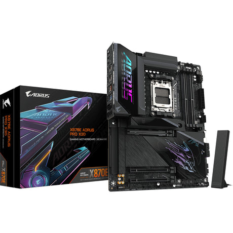 Gigabyte x870e aorus pro x3d socket am5 moederbord (zwart, raid, 5gb-lan, wi-fi 7, bt, sound, atx)