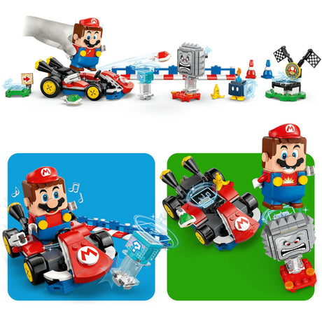 Lego super mario - mario kart - interactieve mario en standaardkart constructiespeelgoed (72043)