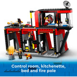 Lego city - brandweerkazerne en brandweerauto constructiespeelgoed (60414)