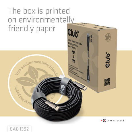 Club 3d hdmi hybride aoc kabel (zwart, 30 meter)