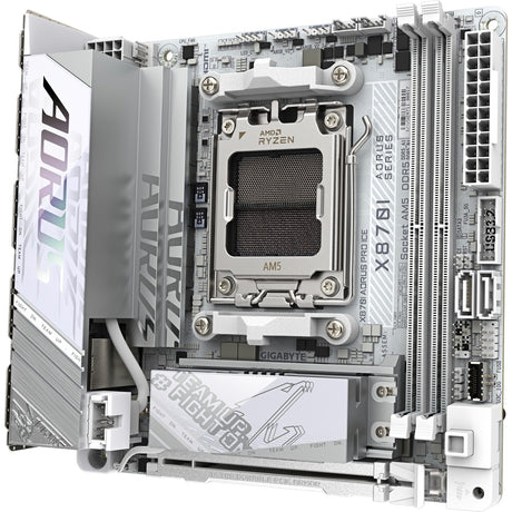 Gigabyte x870i aorus pro ice socket am5 moederbord (wit, raid, 2,5gb-lan, wi-fi 7, bt, sound, mini-itx)