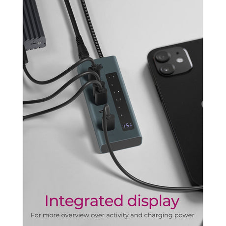 Icy box 7-port usb-c 3.2 gen 2 usb-hub (blauwgrijs)