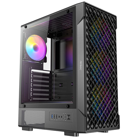 Antec vx320 argb midi tower behuizing (zwart | 3x usb-a | tempered glass)