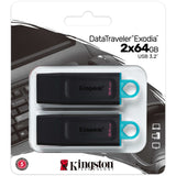 Kingston datatraveler exodia 64 gb 2 pack usb-stick (zwart turquoise, 2 stuks, dtx 64gb-2p)