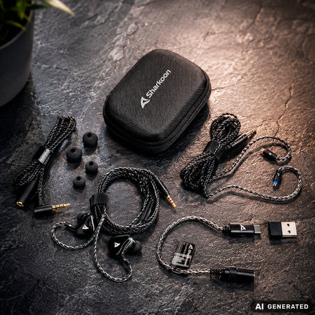 Sharkoon stealthbite iem in-ear oortjes (zwart, pc, usb-a, ubs-c, 3,5 mm)