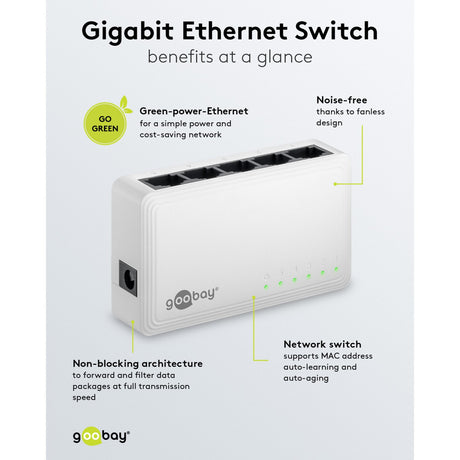 Goobay 5-poort gigabit ethernet switch (wit)