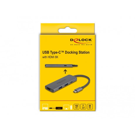 Delock usb type-c docking station 8k (donkergrijs, hdmi, usb, pd 3.0 100 w)