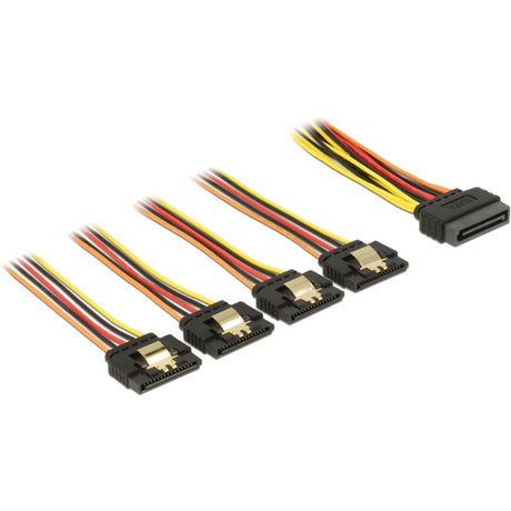 Delock 15-pins sata power naar 4x 15-pins sata power kabel (zwart rood, 15 centimeter)