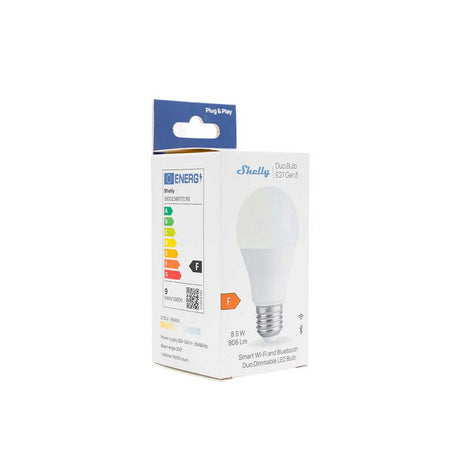 Shelly duo bulb e27 gen3 led-lamp (wit, 2700-6500k, wifi, bluetooth, dimbaar)