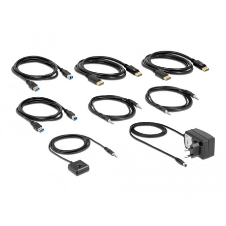 Delock displayport 1.4 kvm switch, 8k 60hz, usb 3.2 gen 1, audio kvm-switch (grijs zwart)