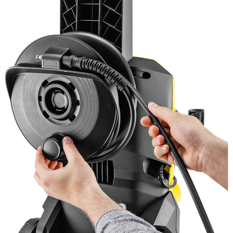 Kärcher k 5 wcm premium home hogedrukreiniger (geel zwart, met vuilfrees, slanghaspel en oppervlaktereiniger)