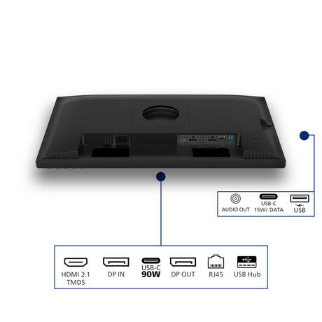 Philips 24b2u3601 00 23.8 monitor (zwart, 1x displayport, 1x hdmi, 2x usb-c, 3x usb-a, 1x rj-45, 120 hz)
