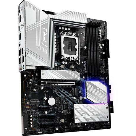 Asrock z890 pro rs socket 1851 moederbord (zwart wit, raid, 2.5 gb-lan, sound, atx)