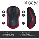 Logitech wireless mouse m185 (rood, retail)
