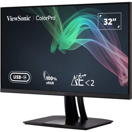 Viewsonic vp3256-4k 31.5 monitor (zwart (mat), 1x displayport, 2x hdmi, 1x usb-c, 2x usb-a)