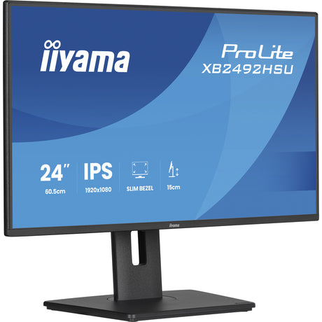 Iiyama prolite xb2492hsu-b1 24 monitor (zwart (mat), 1x displayport, 1x hdmi, 2x usb-a, 120 hz)