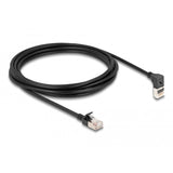 Delock rj45 network cable cat.6a s ftp slim 90° upwards angled straight 3 m kabel (zwart)