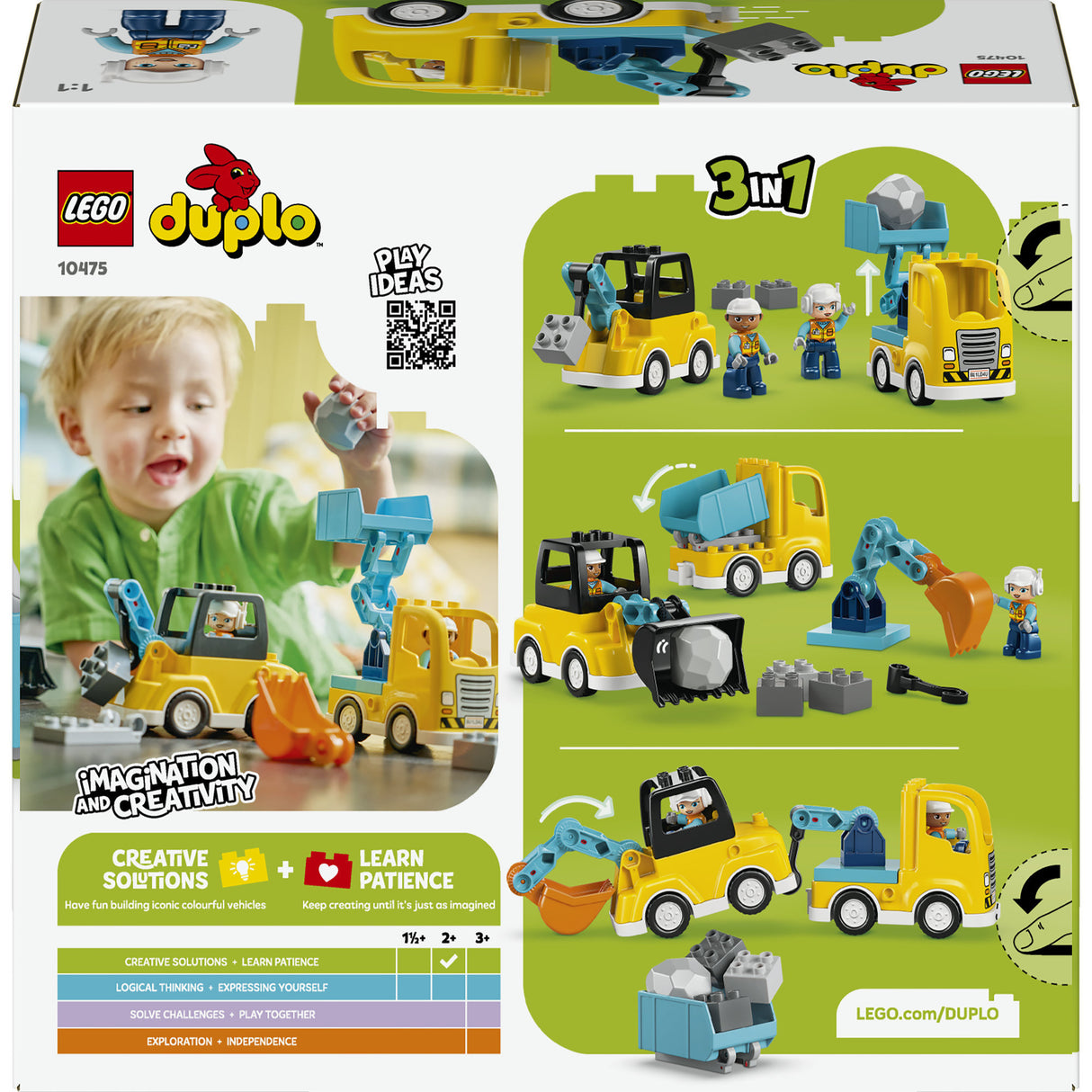 Lego duplo town 10475 - 3-in-1 bouwvoertuigen - creatief speelgoed