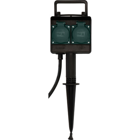 Brennenstuhl tuincontactdoos met aardspies 1154430 2-voudige stekkerdoos (zwart, 2x stekker, 1,4 meter, ip44)