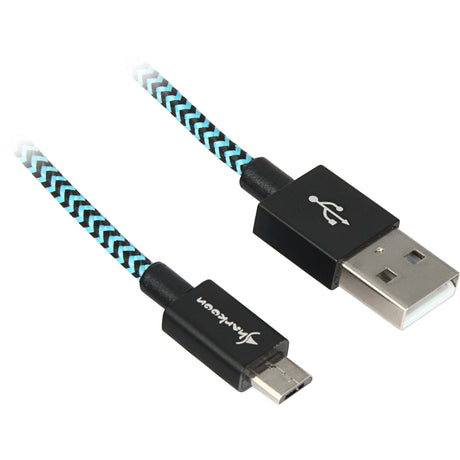 Sharkoon usb-a 2.0 naar micro-usb-b kabel (zwart lichtblauw, 3 meter)