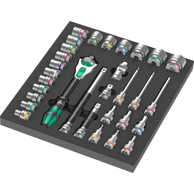 Wera 9722 schuimrubberen inzetstuk met 8000 c zyklop ratel 1 2 set 1, 31-delig - 05150112001