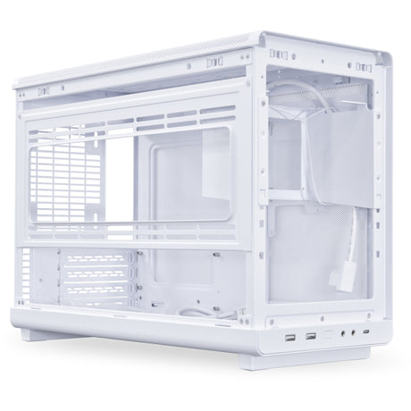 Lian li a3-matx white (wood edition) midi tower behuizing (wit houtkleur | 2x usb-a | 1x usb-c | tempered glass)