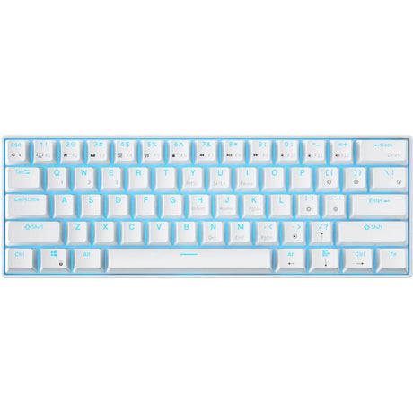 Royal kludge rk61 draadloos mechanisch toetsenbord (wit, us lay-out (qwerty), 60%, brown switch, rgb, hot swap, 2.4 ghz | usb-c | bluetooth)