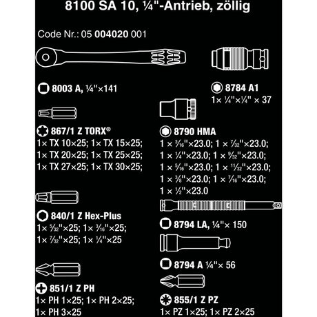 Wera 8100 sa 10 zyklop ratelset 1 4