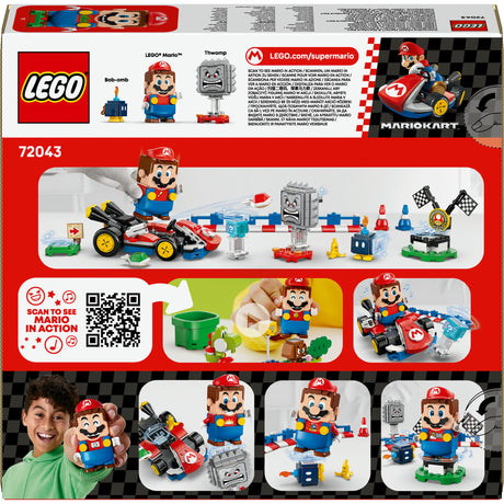Lego super mario - mario kart - interactieve mario en standaardkart constructiespeelgoed (72043)