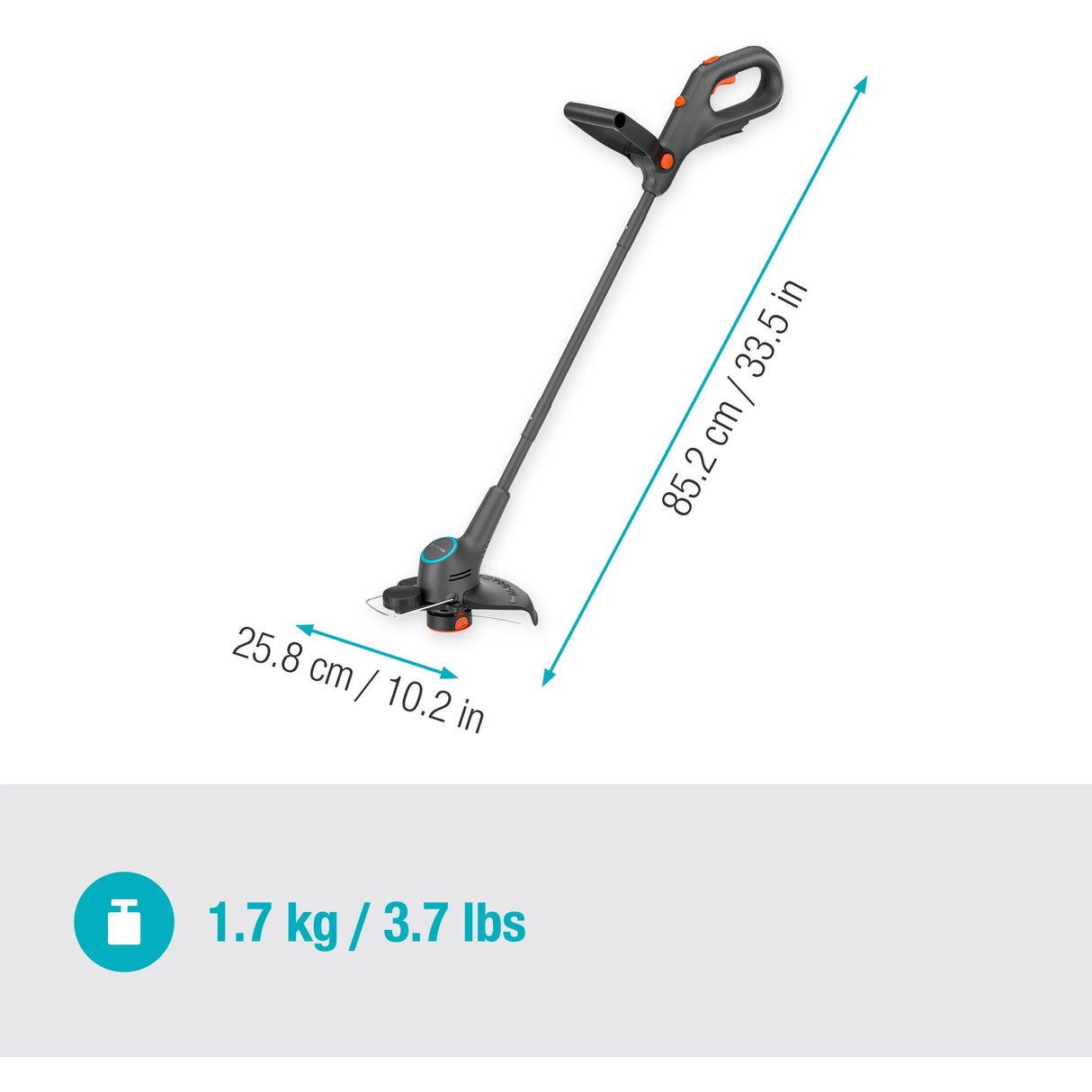 Gardena gazontrimmer easytrim 25 18v grastrimmer (grijs turquoise, accu en oplader niet inbegrepen)