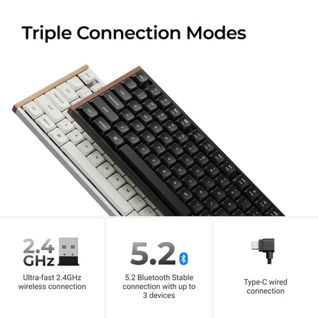 Keychron k5 ultra 8k wireless custom mechanical keyboard (zwart, us lay-out (qwerty), milk pom brown, 100%, rgb leds, lsa double-shot pbt, usb-c | 2.4 ghz | bluetooth 5.2)