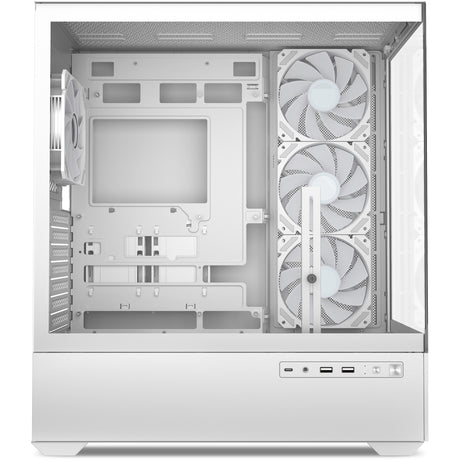 Sharkoon ak6 rgb midi tower behuizing (wit | 2x usb-a | 1x usb-c | rgb | tempered glass)