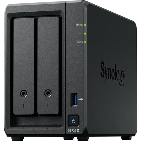 Synology diskstation ds725+ nas (zwart, 2x lan, usb-a 3.2 (5 gbit s))