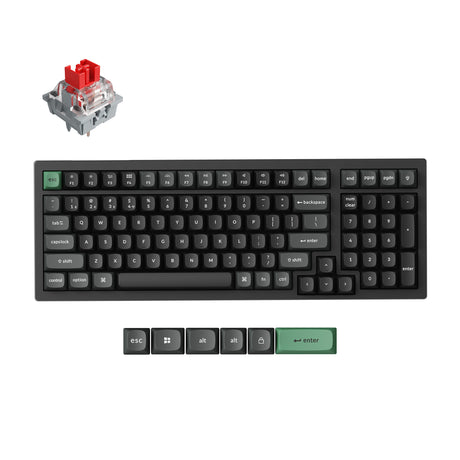 Keychron k4 ultra 8k wireless custom mechanical keyboard (zwart, us lay-out (qwerty), apex red, 96%, rgb leds, osa double-shot pbt, usb-c | 2.4 ghz | bluetooth 5.2)