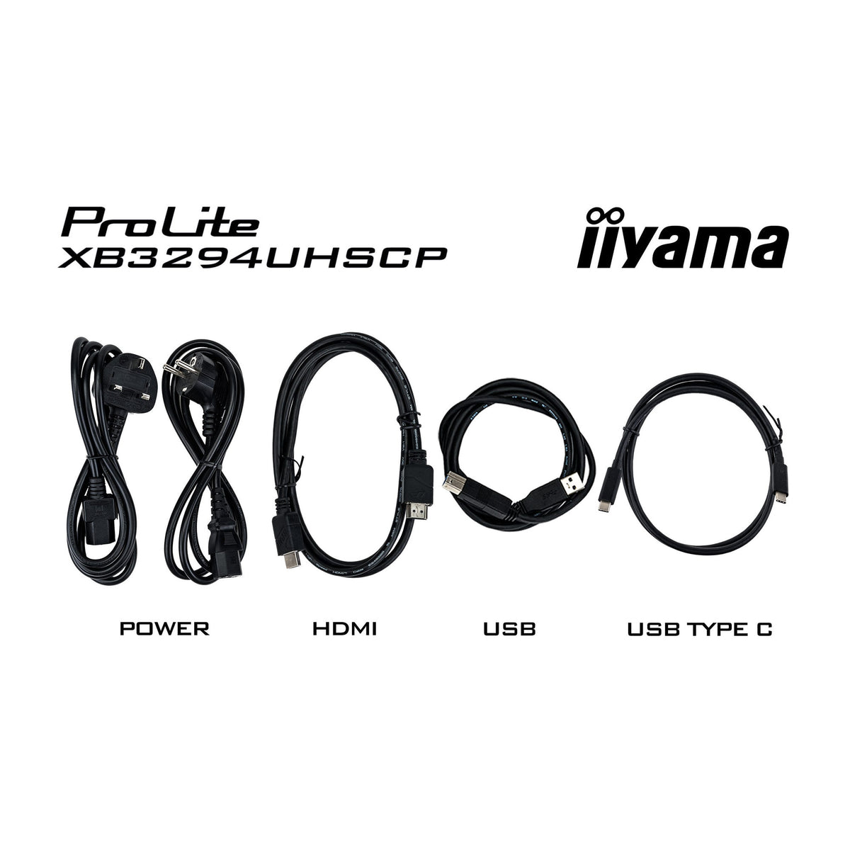 Iiyama prolite xb3294uhscp-b1 31.5 4k ultra hd monitor (zwart, 1x displayport, 2x hdmi, 3x usb-c, 2x usb-a)
