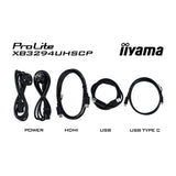 Iiyama prolite xb3294uhscp-b1 31.5 4k ultra hd monitor (zwart, 1x displayport, 2x hdmi, 3x usb-c, 2x usb-a)