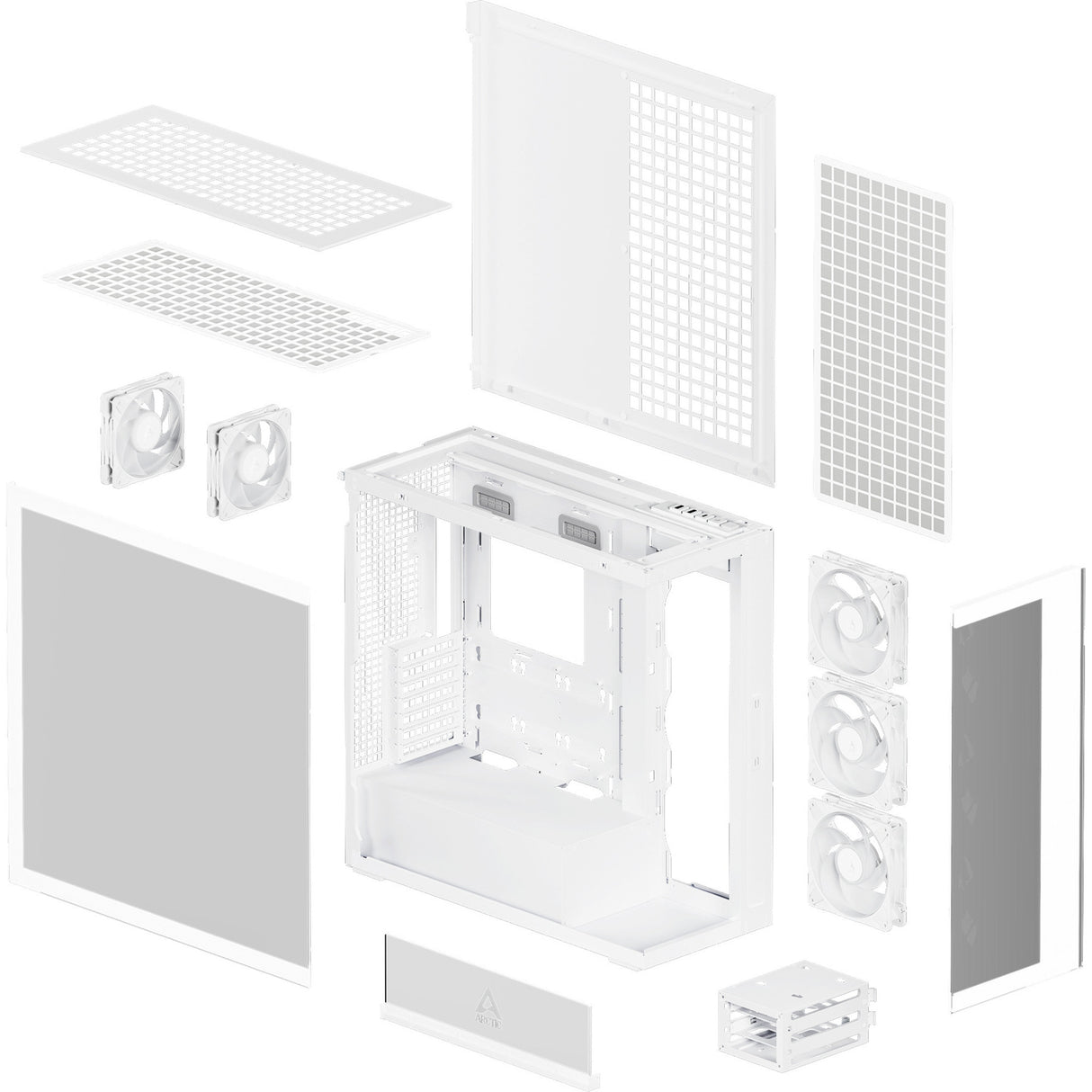 Arctic xtender midi tower behuizing (wit | 2x usb-a | 1x usb-c | rgb | tempered glass)