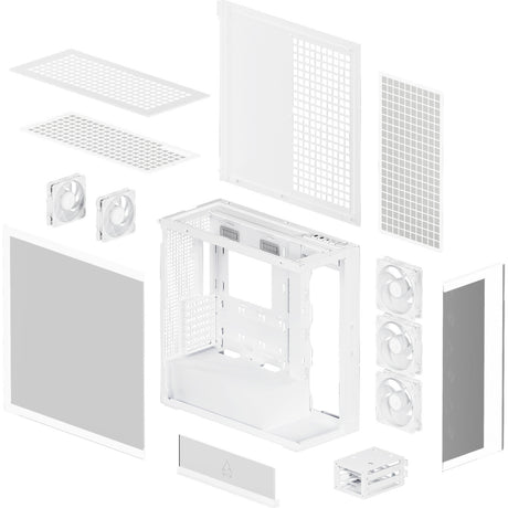 Arctic xtender midi tower behuizing (wit | 2x usb-a | 1x usb-c | rgb | tempered glass)