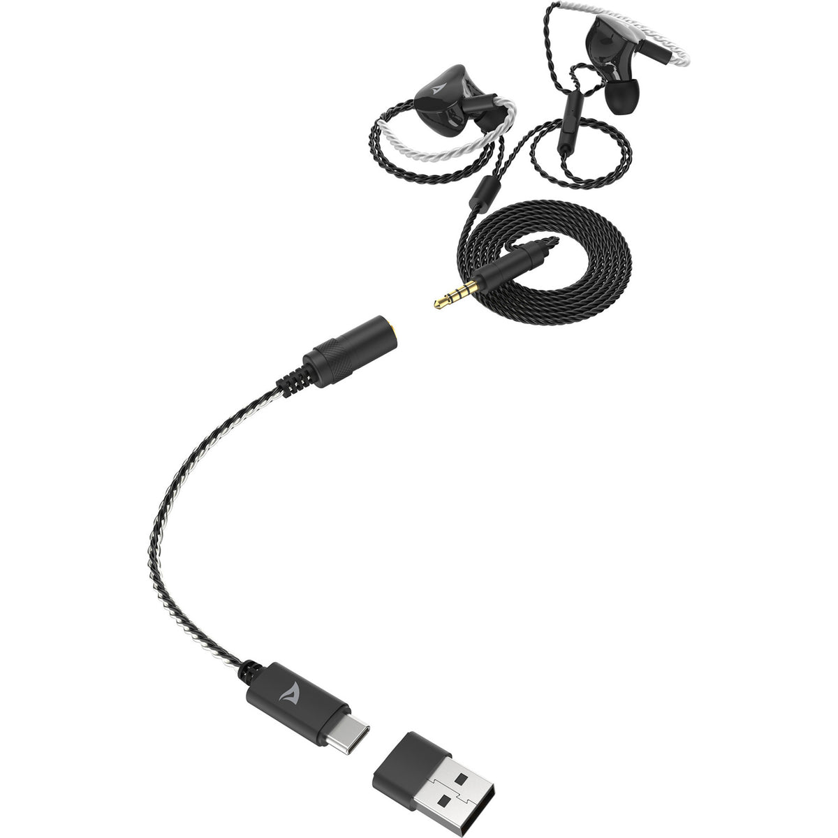 Sharkoon stealthbite iem in-ear oortjes (zwart, pc, usb-a, ubs-c, 3,5 mm)