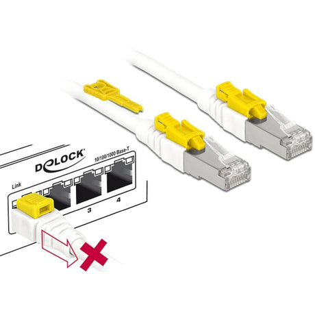 Delock patchkabel rj-45 secure met cat.6a (wit, 85333, 3 meter)