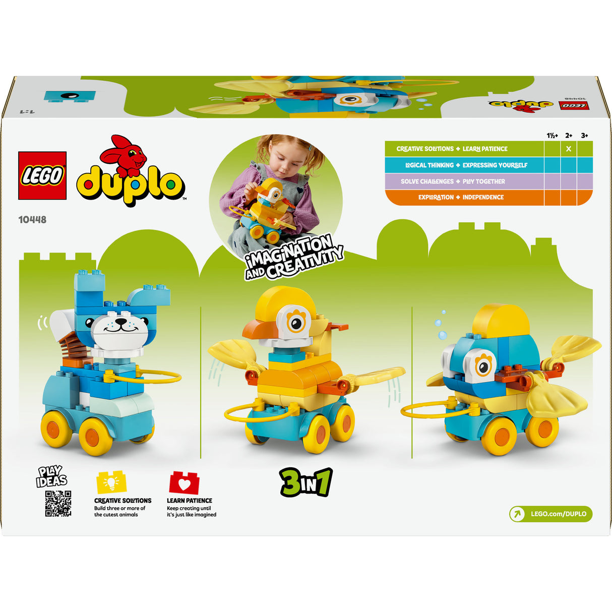 Lego duplo 3-in-1 dieren op wielen peuterspeelgoed - 10448