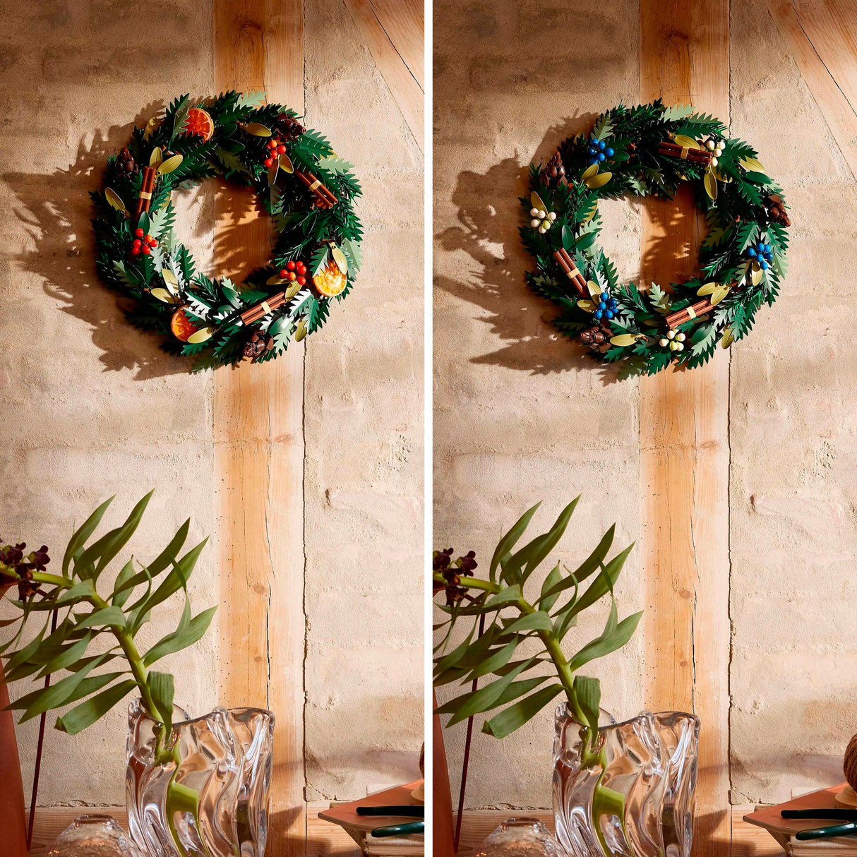 Lego icons herfstkrans bouwpakket voor volwassenen met bloemen - kerstdecoratie - 10340