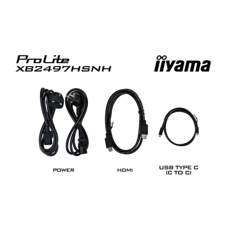 Iiyama prolite xb2497hsnh-b1 23.8 monitor (zwart, hdmi, displayport, lan, audio, usb-c, webcam)