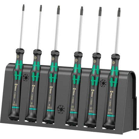 Wera 2067 6 elektronica torx bo schroevendraaierset + rek (zwart groen, 6-delig)