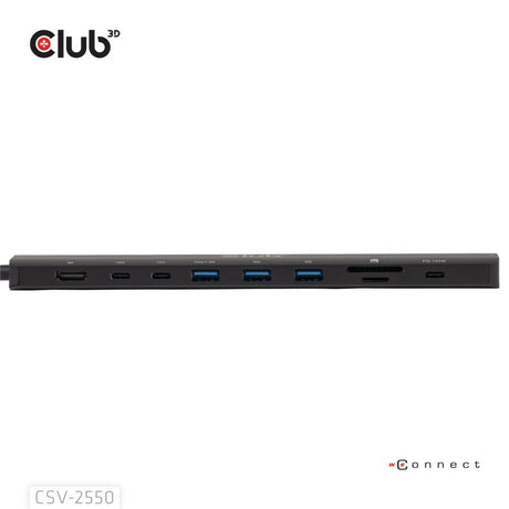 Club 3d 10-1 portable dock usb type-c 10gbps to hdmi 8k30hz pd3.1 max.140 watt dockingstation (zwart, hdmi, usb-c, lan)
